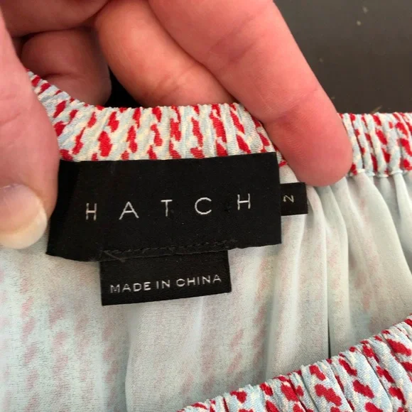 Hatch Briar sky blue red dashdot smocked waist maternity dress size 2 or Medium - Picture 10 of 16